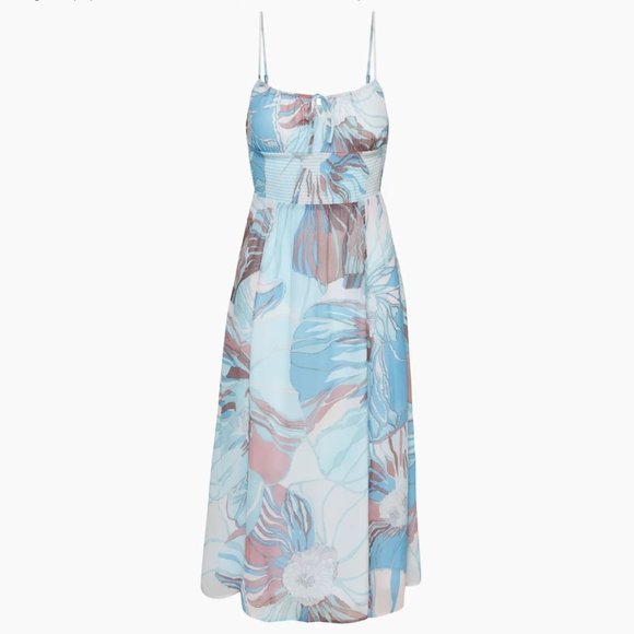 Aritzia Wilfred Genoa Midi Dress in White/Buoy Blue - Size S - Picture 5 of 6